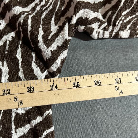 Chico's Cardigan Sweater Womens Size 2 US Large Brown White‎ Zebra Striped Open - Picture 10 of 10